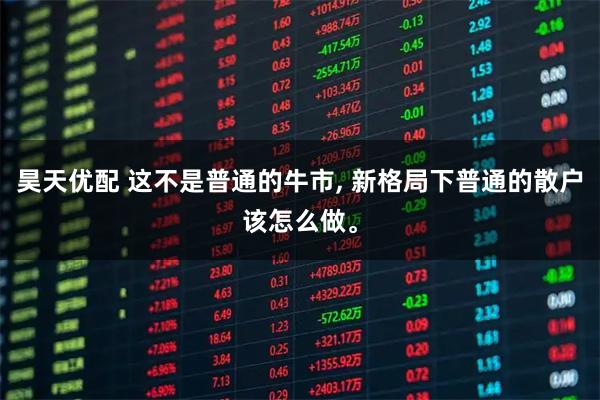 昊天优配 这不是普通的牛市, 新格局下普通的散户该怎么做。