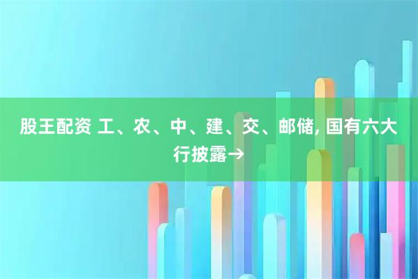 股王配资 工、农、中、建、交、邮储, 国有六大行披露→